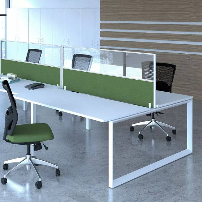 Cloisonnette frontale en tissu, pour un bureau individuel